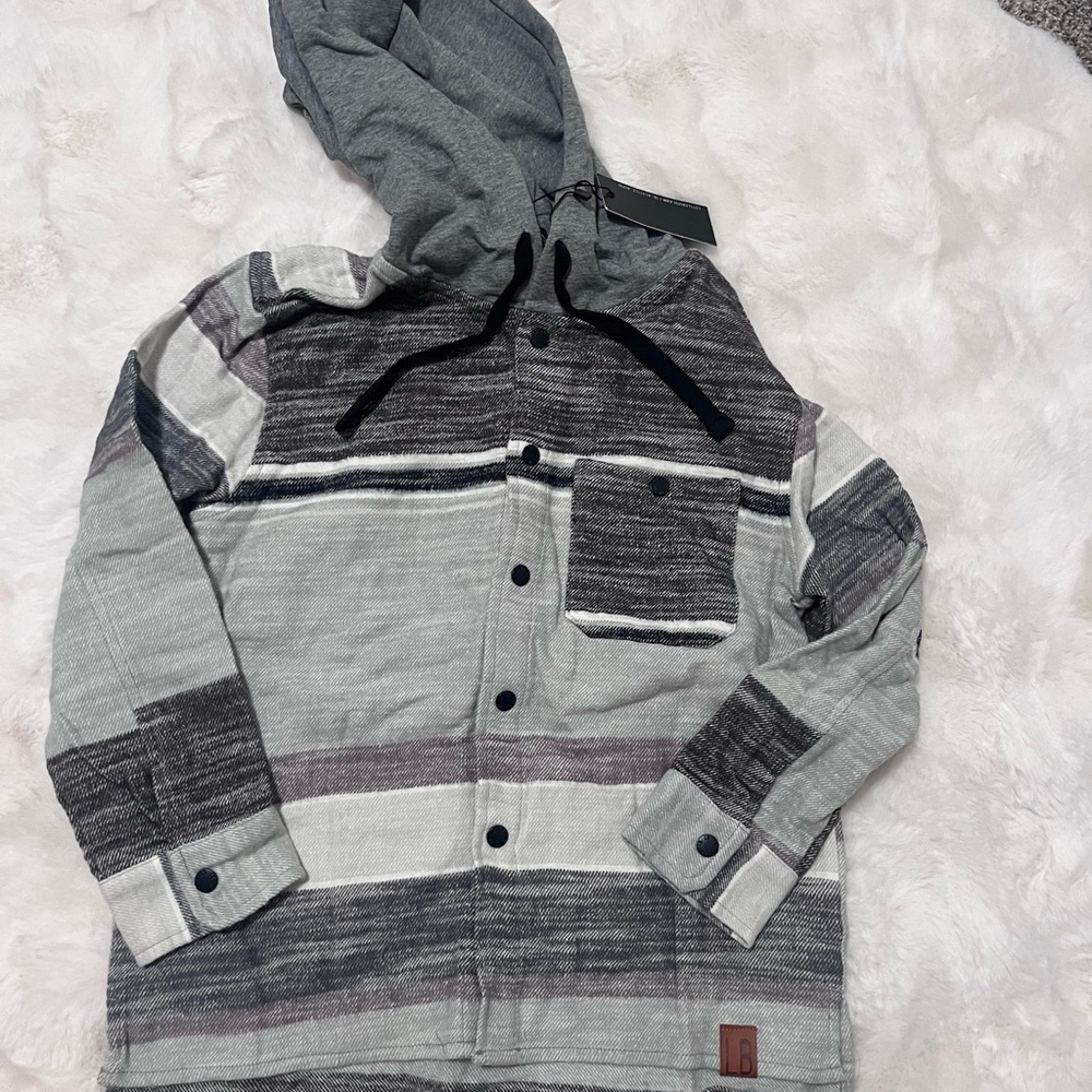 Kids Gray and Black Striped Hoodie